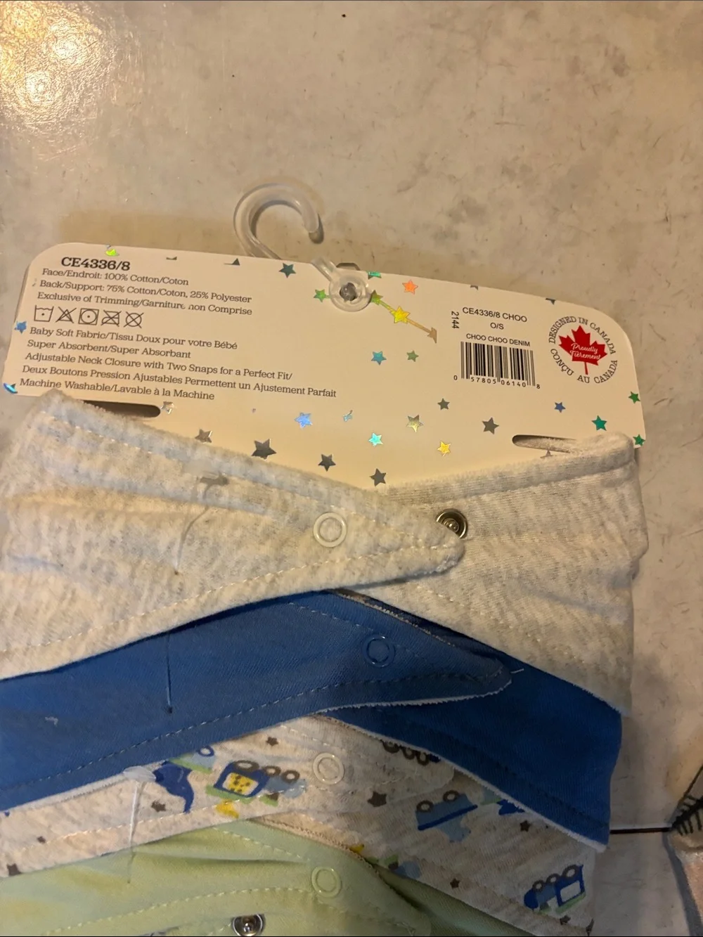 Baby Hooded Towel and Bib Set - Gray and Blue